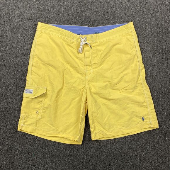 Polo Ralph Lauren Other - Vintage Polo Ralph Lauren Shorts Men Swim Trunks Board Drawstring Yellow Size XL